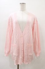 画像1: Amavel / ハート透かし編みロングカーディガン Free ピンク H-26-03-09-068-CA-TO-NS-ZH (1)