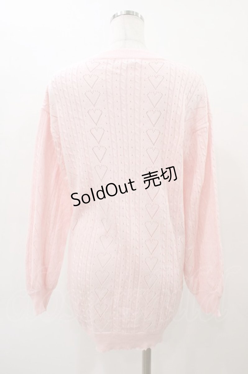 画像2: Amavel / ハート透かし編みロングカーディガン Free ピンク H-26-03-09-068-CA-TO-NS-ZH (2)