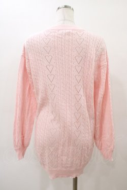 画像2: Amavel / ハート透かし編みロングカーディガン Free ピンク H-26-03-09-068-CA-TO-NS-ZH