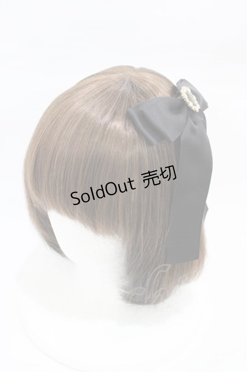 画像1: Maison de FLEUR / ビジューサテンリボンバレッタ  ブラック H-26-03-09-025-LO-AC-NS-ZH (1)
