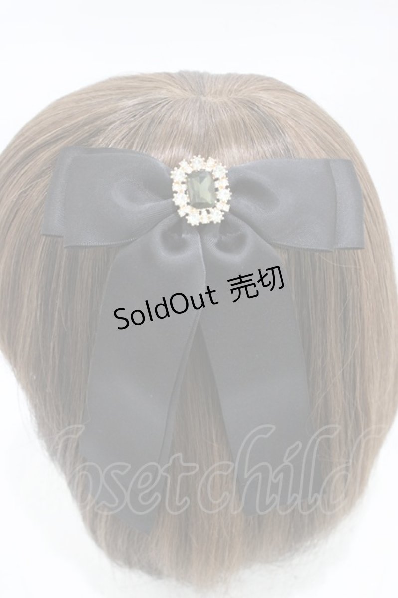 画像2: Maison de FLEUR / ビジューサテンリボンバレッタ  ブラック H-26-03-09-025-LO-AC-NS-ZH (2)