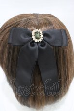 画像2: Maison de FLEUR / ビジューサテンリボンバレッタ  ブラック H-26-03-09-025-LO-AC-NS-ZH (2)