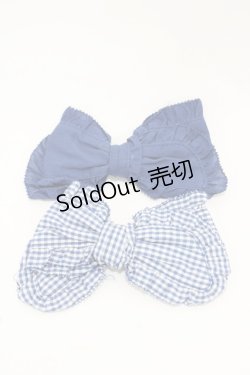 画像1: PINK HOUSE / ギンガムチェック&無地ローンリボンブローチセット  ブルー H-26-03-09-032-LO-ZA-NS-ZH