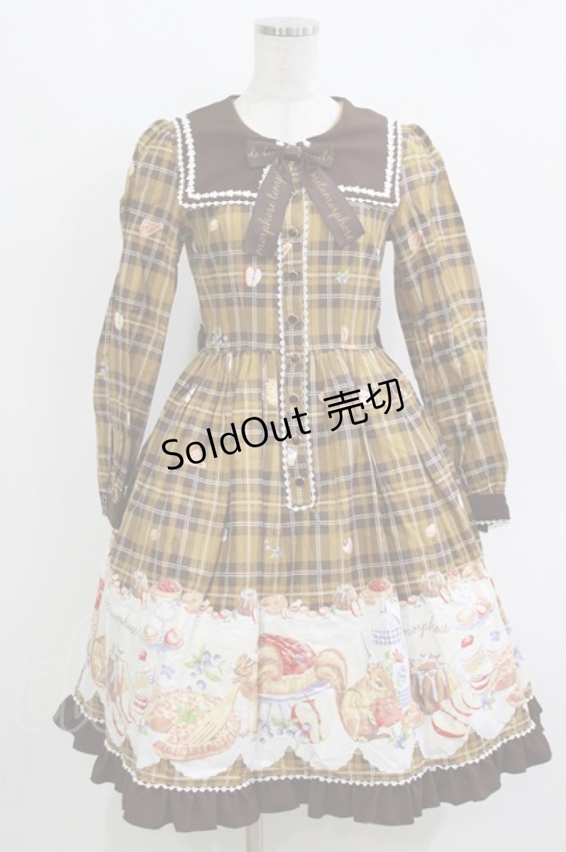 画像1: metamorphose / もりのパティシエ長袖ワンピース Free ブラウン H-26-03-10-1003-ME-OP-NS-ZH (1)