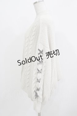 画像2: axes femme / レースアップ袖ニットカーディガン M 生成り H-26-03-10-1050-AX-TO-NS-ZH