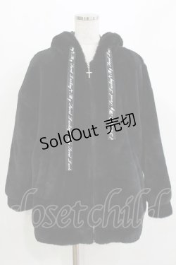 画像1: CHIP CLIP / うさみみファーブルゾン L ブラック H-26-03-10-1053-PU-JA-NS-ZH