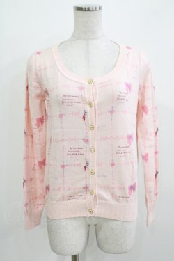 画像1: Ank Rouge / リボンプリントカーディガン M ピンク H-26-03-10-1062-CA-TO-NS-ZH