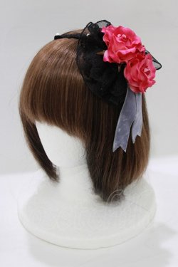 画像1: Angelic Pretty / True Roseカチューシャ  ブラック H-26-03-10-1077-AP-AC-NS-ZH