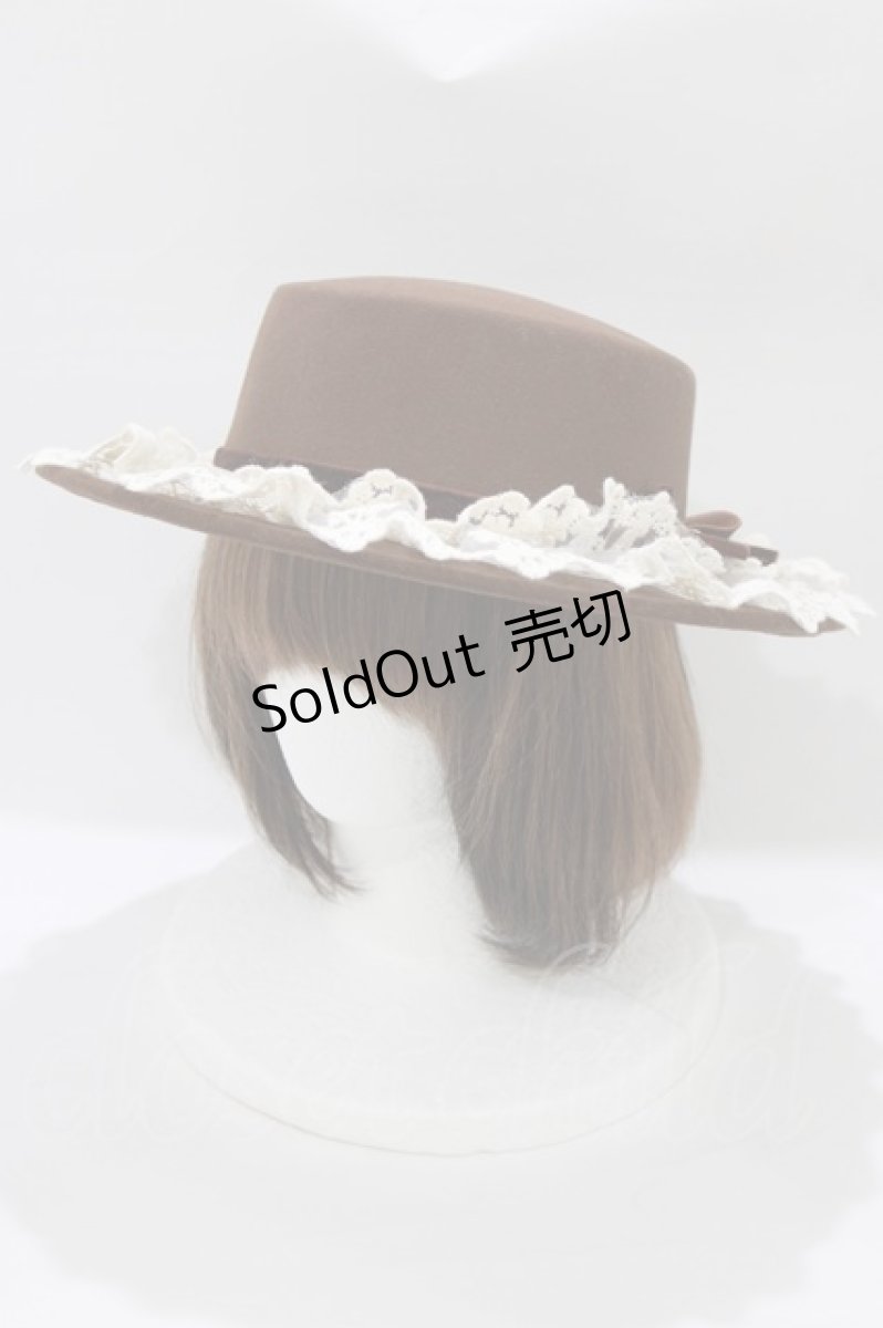 画像1: axes femme / カメオリボン付きカンカン帽 M ブラウン H-26-03-10-1083-AX-AC-NS-ZH (1)