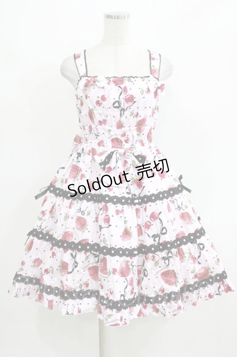 画像1: metamorphose / Lady Fruit シャーリングティアードジャンパースカート サイズ1 ピンク H-26-03-10-1002-ME-OP-NS-ZH (1)