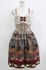 画像1: ALICE and the PIRATES / 薔薇の花舞う闇夜の晩餐会柄ジャンパースカートI Free ボルドー H-26-03-10-1012-PA-OP-NS-ZH (1)