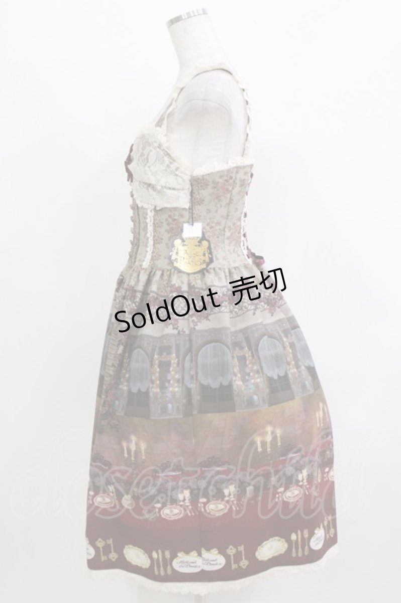 画像2: ALICE and the PIRATES / 薔薇の花舞う闇夜の晩餐会柄ジャンパースカートI Free ボルドー H-26-03-10-1012-PA-OP-NS-ZH (2)