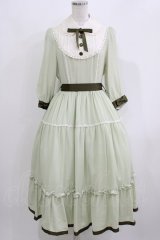 Innocent World / 丸衿ヨークティアードワンピース M グリーン×ショコラ/Green×Chocolat H-26-03-10-1014-IW-OP-NS-ZH