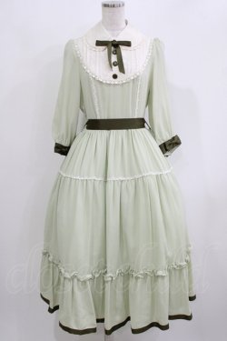 画像1: Innocent World / 丸衿ヨークティアードワンピース M グリーン×ショコラ/Green×Chocolat H-26-03-10-1014-IW-OP-NS-ZH