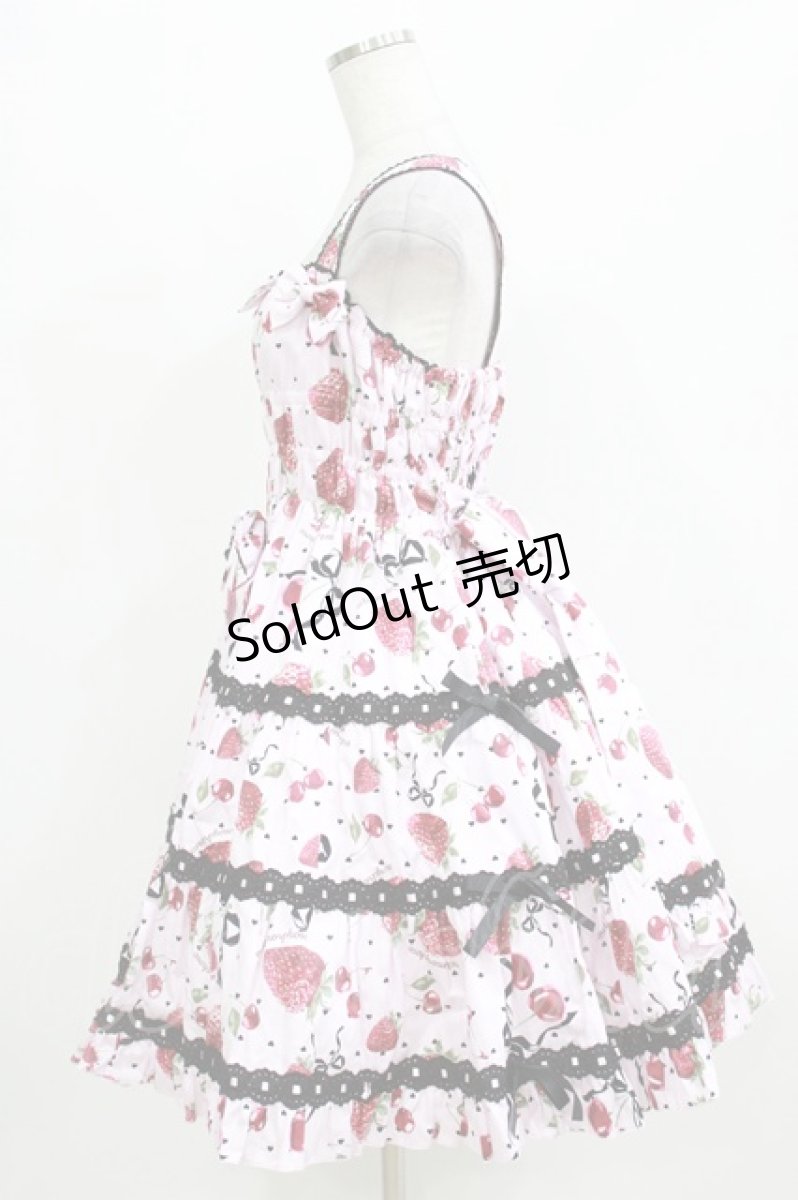 画像2: metamorphose / Lady Fruit シャーリングティアードジャンパースカート サイズ1 ピンク H-26-03-10-1002-ME-OP-NS-ZH (2)