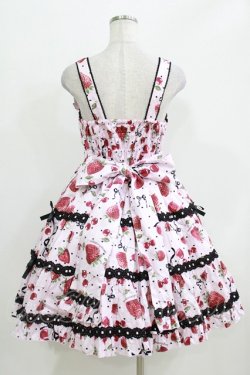 画像3: metamorphose / Lady Fruit シャーリングティアードジャンパースカート サイズ1 ピンク H-26-03-10-1002-ME-OP-NS-ZH