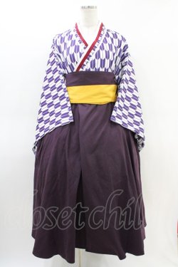 画像1: Favorite / 大正浪漫な矢羽根袴ワンピース Free 花紫色 H-26-03-11-027-LO-SK-NS-ZH