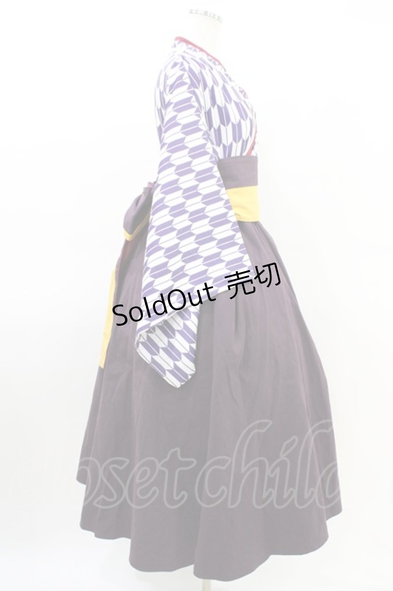 画像3: Favorite / 大正浪漫な矢羽根袴ワンピース Free 花紫色 H-26-03-11-027-LO-SK-NS-ZH (3)