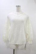 axes femme / 袖レースVネックニット M オフ H-26-03-11-045-AX-TO-NS-ZH