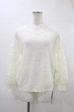 画像1: axes femme / 袖レースVネックニット M オフ H-26-03-11-045-AX-TO-NS-ZH (1)