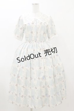 画像1: Fi.n.t / レース付け衿レトロフラワーチェック柄ワンピース Free SAX×WH H-26-03-11-1072-CA-OP-NS-ZH