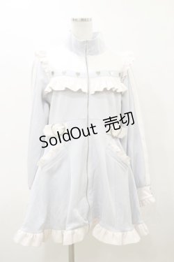 画像1: DearMyLove / フリルたっぷりメイドジャージワンピース 3L サックス H-26-03-11-1085-EL-OP-NS-ZH