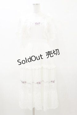 画像1: axes femme POETIQUE / フラワー刺繍ピナフォアワンピース M オフ H-26-03-11-1086-AX-OP-NS-ZH