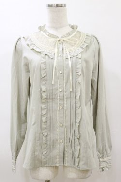 画像1: axes femme / ラウンド切り替えブラウス M グリーン H-26-03-11-1036-AX-BL-NS-ZH