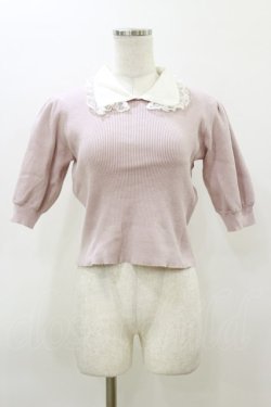 画像1: An MILLE / レース襟リブトップス Free ピンク H-26-03-11-1037-EL-TO-NS-ZH
