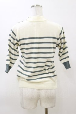 画像2: Fi.n.t / パネルボーダー5分袖ニットプルオーバー Free OFF×GR H-26-03-11-1039-CA-TO-NS-ZH