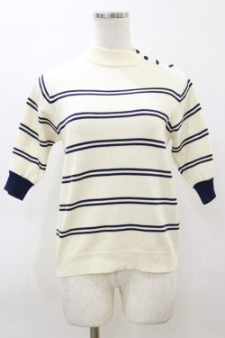 画像1: Fi.n.t / フレンチボーダー5分袖ニットプルオーバー Free OFF×NAVY H-26-03-11-1040-CA-TO-NS-ZH