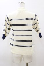 画像2: Fi.n.t / フレンチボーダー5分袖ニットプルオーバー Free OFF×NAVY H-26-03-11-1040-CA-TO-NS-ZH (2)