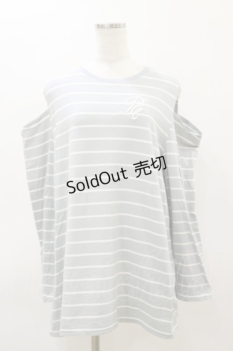 画像1: axes femme POETIQUE / 刺繍オフショルロンＴ M サックス H-26-03-11-1045-AX-TS-NS-ZH (1)