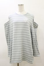 画像1: axes femme POETIQUE / 刺繍オフショルロンＴ M サックス H-26-03-11-1045-AX-TS-NS-ZH (1)