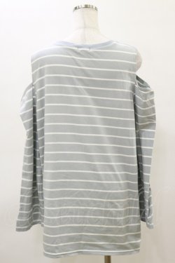 画像2: axes femme POETIQUE / 刺繍オフショルロンＴ M サックス H-26-03-11-1045-AX-TS-NS-ZH