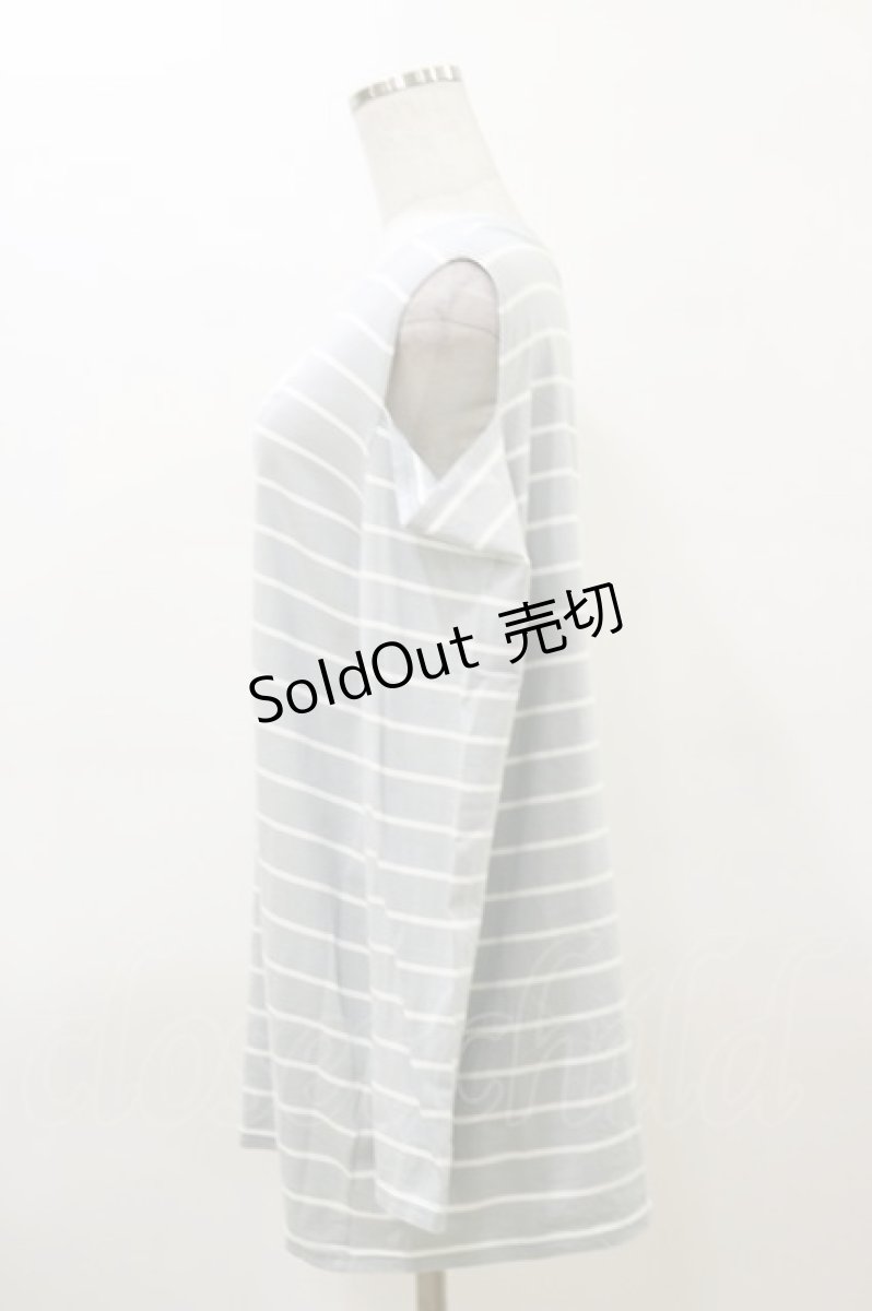 画像3: axes femme POETIQUE / 刺繍オフショルロンＴ M サックス H-26-03-11-1045-AX-TS-NS-ZH (3)