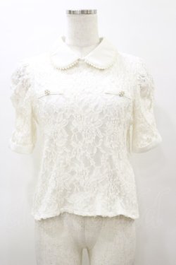 画像1: evelyn / パール襟レーストップス Free オフ H-26-03-11-1051-LO-TO-NS-ZH