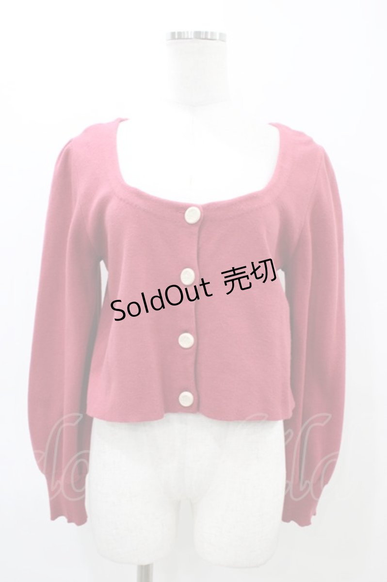 画像1: Fi.n.t / ローズ彫刻釦ディープカラーニットカーディガン Free RED H-26-03-11-050-CA-TO-NS-ZH (1)