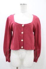 画像1: Fi.n.t / ローズ彫刻釦ディープカラーニットカーディガン Free RED H-26-03-11-050-CA-TO-NS-ZH (1)