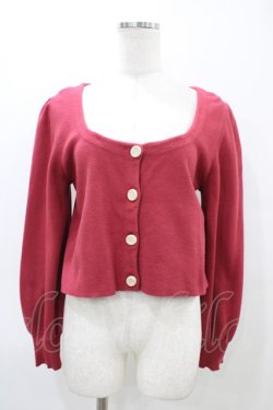 画像1: Fi.n.t / ローズ彫刻釦ディープカラーニットカーディガン Free RED H-26-03-11-050-CA-TO-NS-ZH
