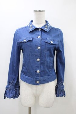 画像1: LODISPOTTO / 襟お花モチーフジャケット M ブルー H-26-03-11-053-LO-JA-NS-ZH