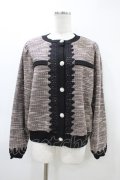 axes femme / ファンシーツイードカットカーディガン M ブラック H-26-03-11-054-AX-TO-NS-ZH