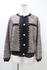 画像1: axes femme / ファンシーツイードカットカーディガン M ブラック H-26-03-11-054-AX-TO-NS-ZH (1)