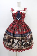 Angelic Pretty / British Bear Specialジャンパースカート Free ワイン H-26-03-11-021-AP-OP-NS-ZH