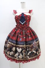 画像1: Angelic Pretty / British Bear Specialジャンパースカート Free ワイン H-26-03-11-021-AP-OP-NS-ZH (1)