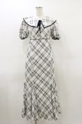 An MILLE / チェックロングワンピース Free 白/ブラック H-26-03-12-079-EL-OP-NS-ZH