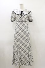 画像1: An MILLE / チェックロングワンピース Free 白/ブラック H-26-03-12-079-EL-OP-NS-ZH (1)