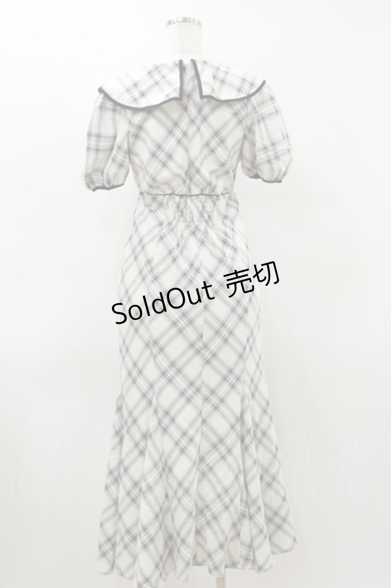 画像2: An MILLE / チェックロングワンピース Free 白/ブラック H-26-03-12-079-EL-OP-NS-ZH (2)