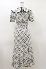 画像2: An MILLE / チェックロングワンピース Free 白/ブラック H-26-03-12-079-EL-OP-NS-ZH (2)