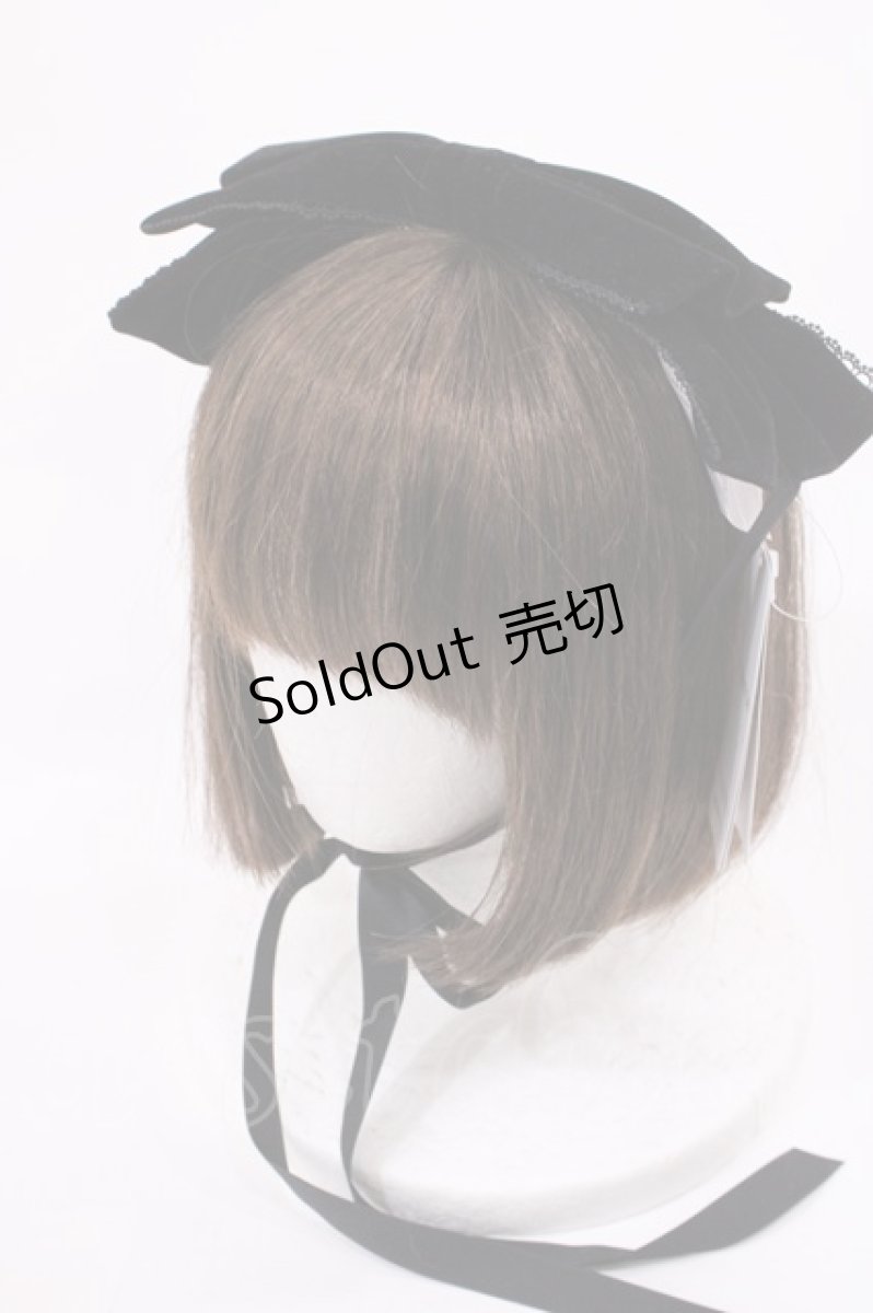 画像1: axes femme kawaii / ベロアリボンヘッドドレス  ブラック H-26-03-12-1045-AX-AC-NS-ZH (1)